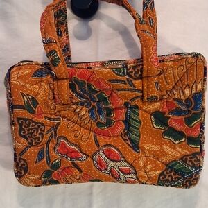 Quilted Floral Tote Bag in Mustard Yellow